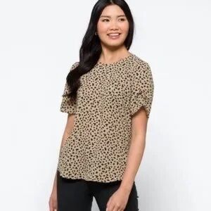 PAPERMOON Claudia Ruched Sleeve Blouse‎ beige XL STITCH FIX nwt